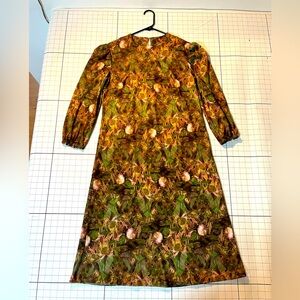 ethereal field spirit with abstract plant life vintage polyester dress